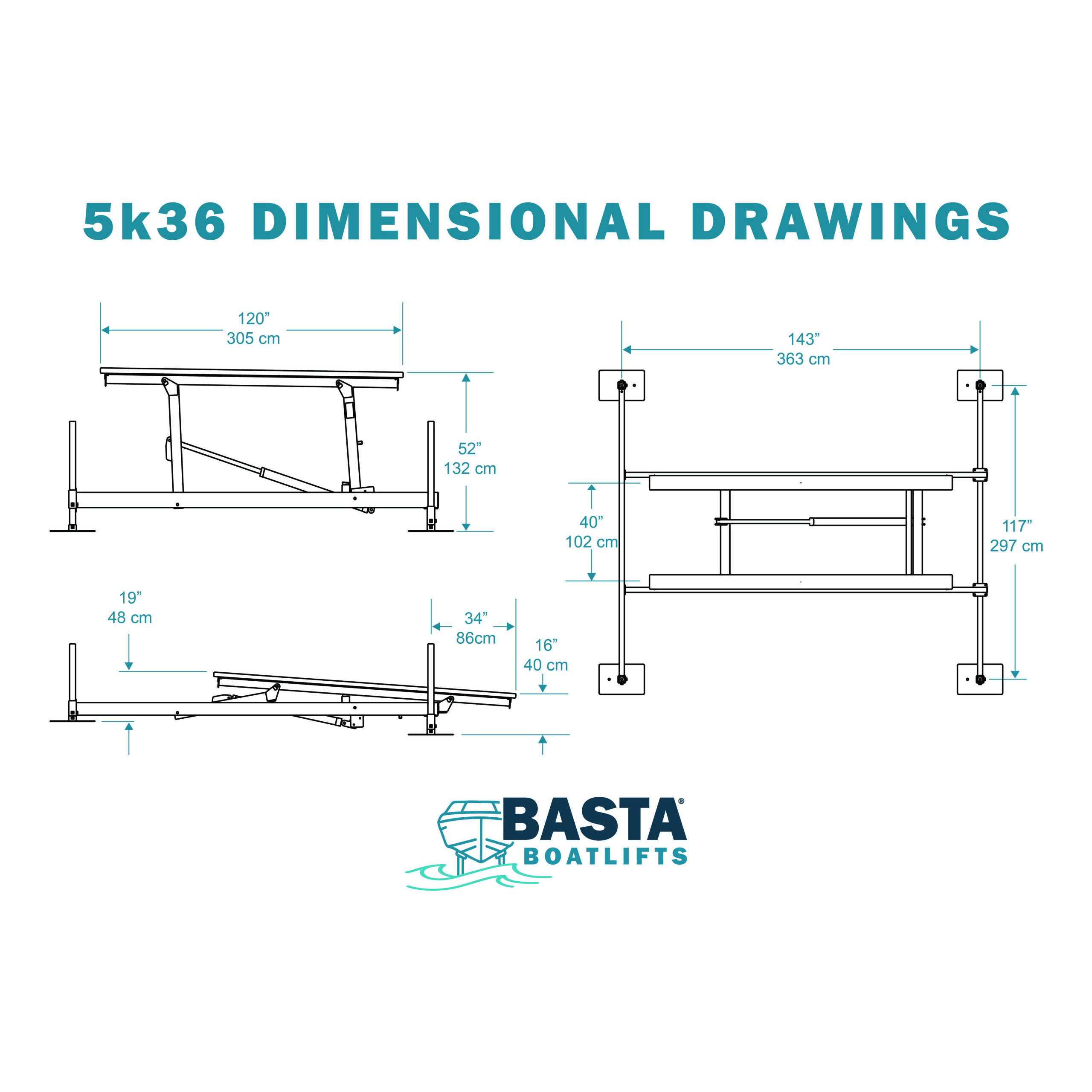 Hidrauliskais laivas pacēlājs Basta Boatlifts 5K51 Boat Lift - Hydraulic - Galvanized Steel - 2250kg/ 130cm